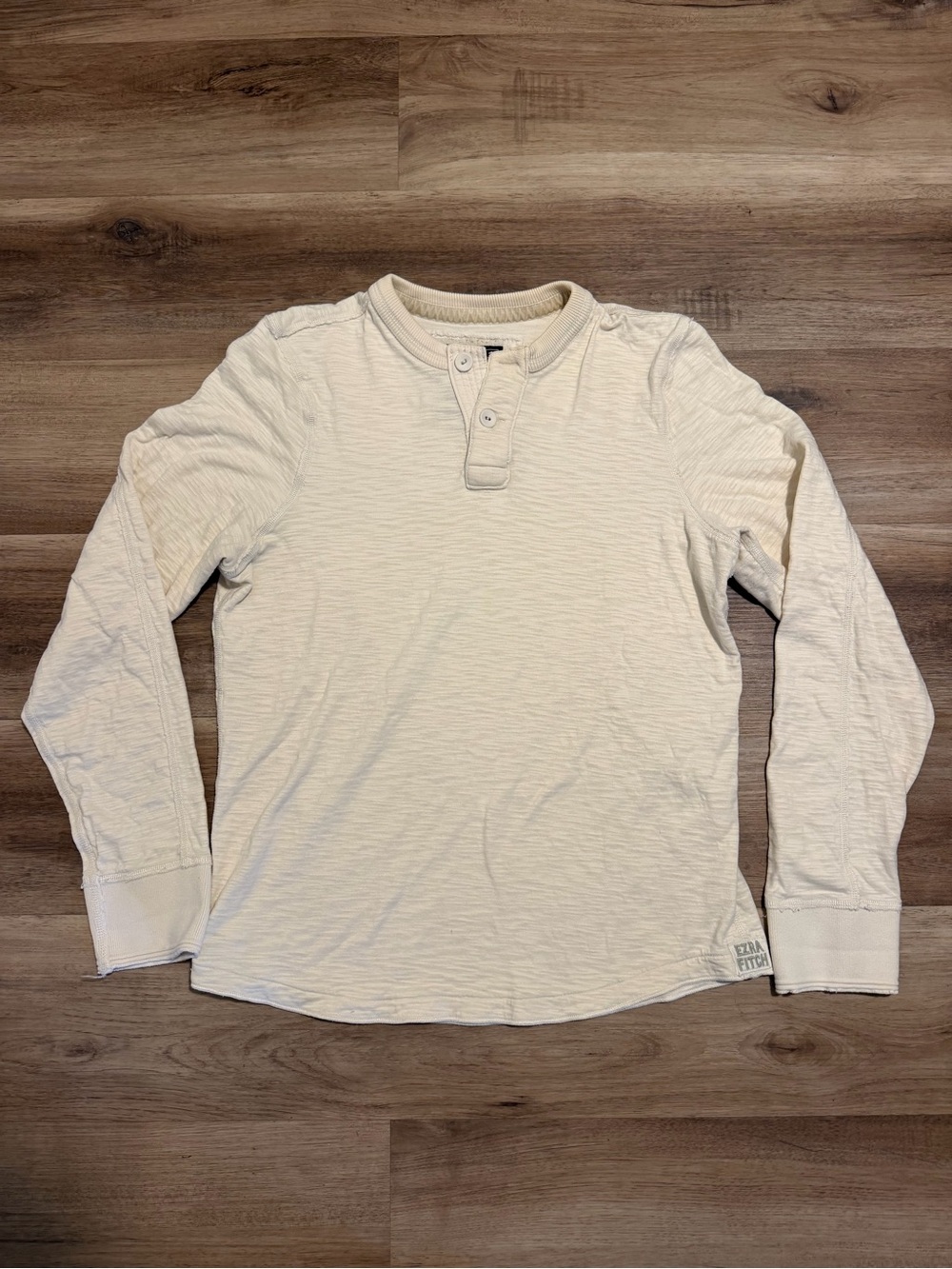 Vintage Ezra Fitch Raw Hem Slub Cotton Henley Long Sleeve Shirt Men’s XL